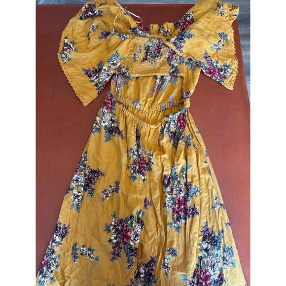 Angie Floral Tube Jumpsuit Romper – Gold Boho Style – Women’s Medium - Picture 6 of 7